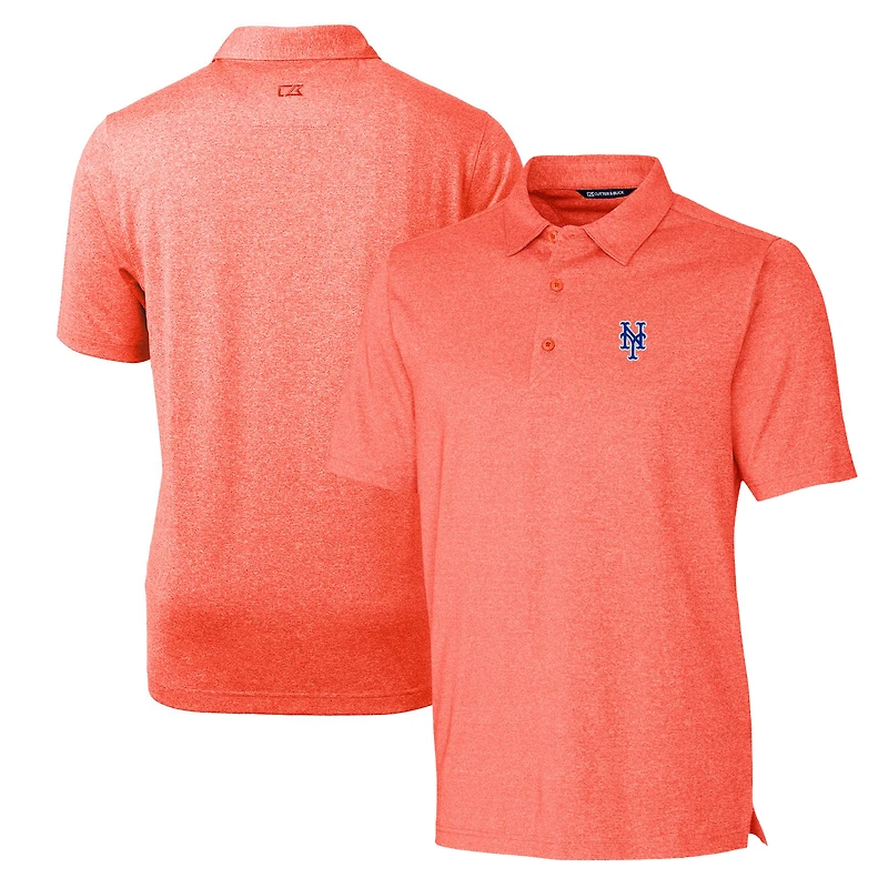 Men's Cutter & Buck Heathered Orange New York Mets Forge Stretch Polo