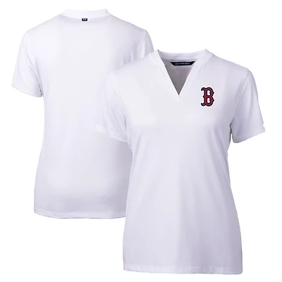 Women's Cutter & Buck White Boston Red Sox DryTec Forge Stretch V-Neck Blade Top