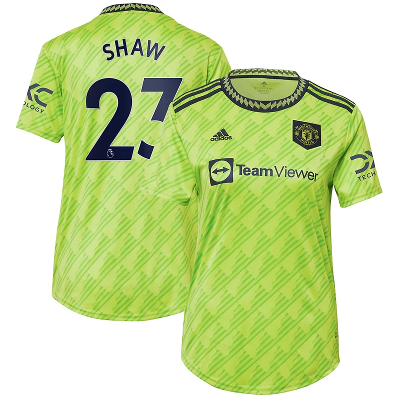 Women's adidas Luke Shaw Neon Green Manchester United 2022/23 Third Replica Player Jersey