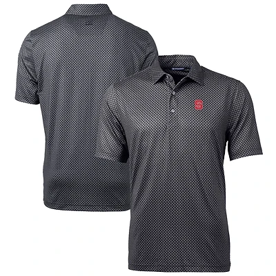 Men's Cutter & Buck Black NC State Wolfpack Big & Tall Pike Banner Print Polo