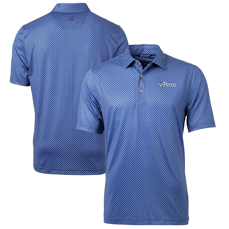 Men's Cutter & Buck Navy Pennsylvania Quakers Big & Tall Pike Banner Print Polo