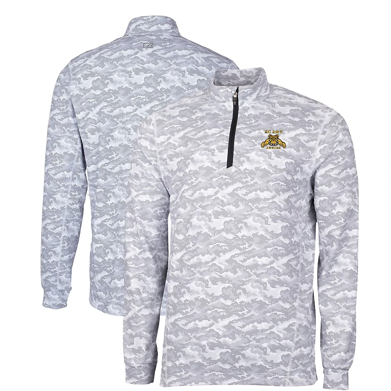 Men's Cutter & Buck Charcoal North Carolina A&T Aggies Big & Tall Traverse Camo Print Stretch Quarter-Zip Pullover Top
