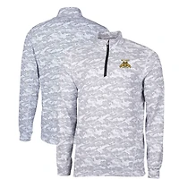 Men's Cutter & Buck Charcoal North Carolina A&T Aggies Big & Tall Traverse Camo Print Stretch Quarter-Zip Pullover Top