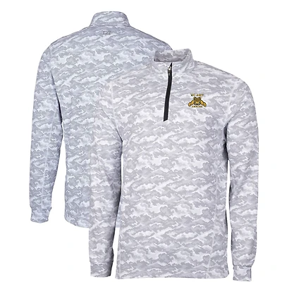 Men's Cutter & Buck Charcoal North Carolina A&T Aggies Big & Tall Traverse Camo Print Stretch Quarter-Zip Pullover Top