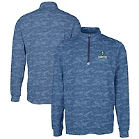 Men's Cutter & Buck Navy UNC Wilmington Seahawks Big & Tall Traverse Camo Print Stretch Quarter-Zip Pullover Top