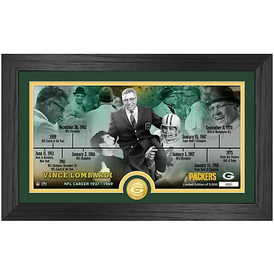 Highland Mint Vince Lombardi Green Bay Packers 12'' x 20'' Timeline Pano Photo Mint