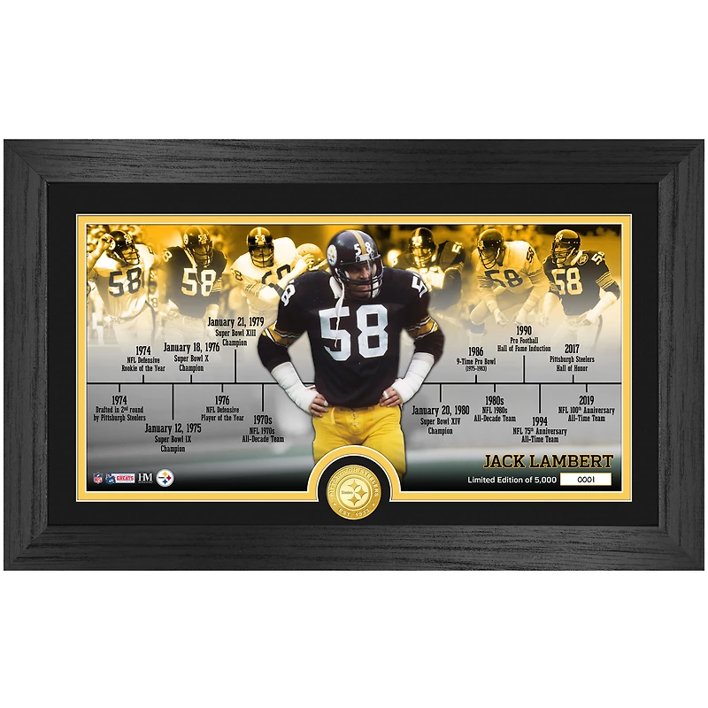 Highland Mint Jack Lambert Pittsburgh Steelers 12'' x 20'' Timeline Pano Photo Mint