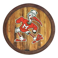 Brown Miami Hurricanes Mascot Faux Barrel Top Sign