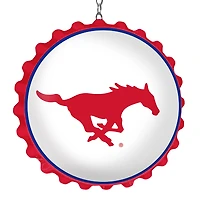 White SMU Mustangs Logo Bottle Cap Dangler