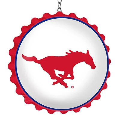 White SMU Mustangs Logo Bottle Cap Dangler