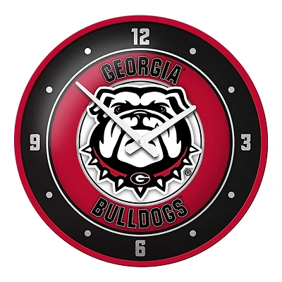 Red Georgia Bulldogs Mascot Modern Disc Wall Clock