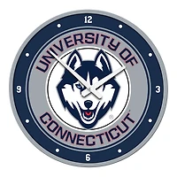 Silver UConn Huskies Modern Disc Wall Clock