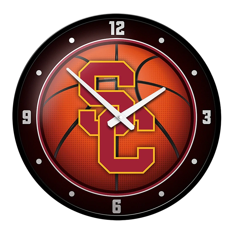Orange USC Trojans Basketball Modern Disc Wall Clock