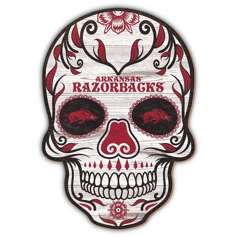 Arkansas Razorbacks 12'' Sugar Skull Sign