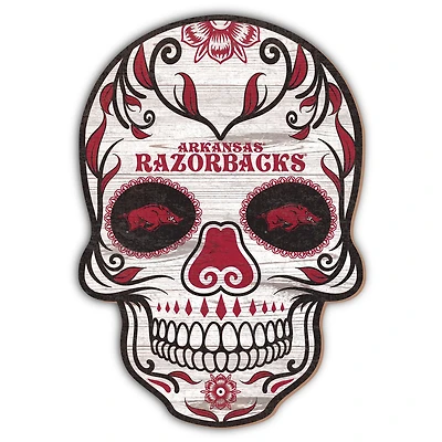 Arkansas Razorbacks 12'' Sugar Skull Sign