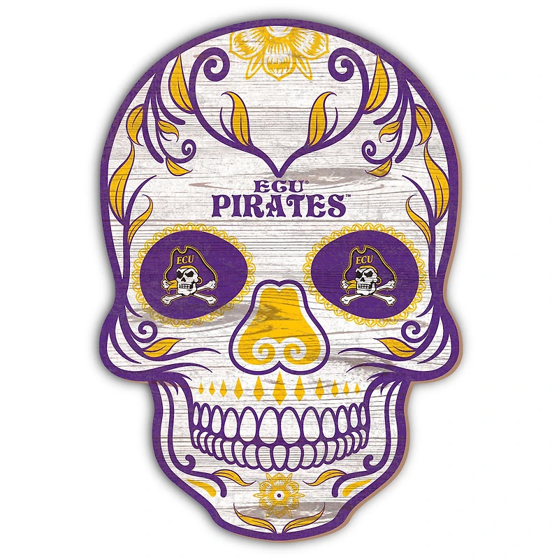 ECU Pirates 12'' Sugar Skull Sign