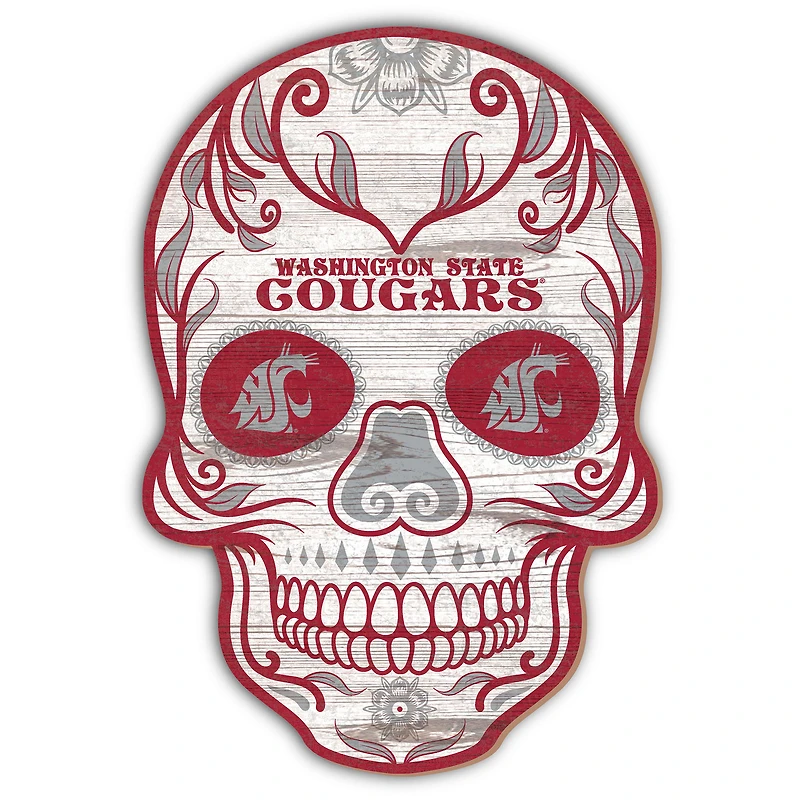Washington State Cougars 12'' Sugar Skull Sign