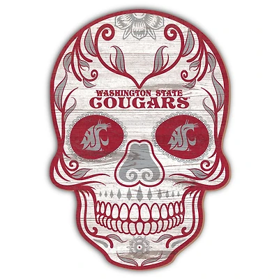 Washington State Cougars 12'' Sugar Skull Sign