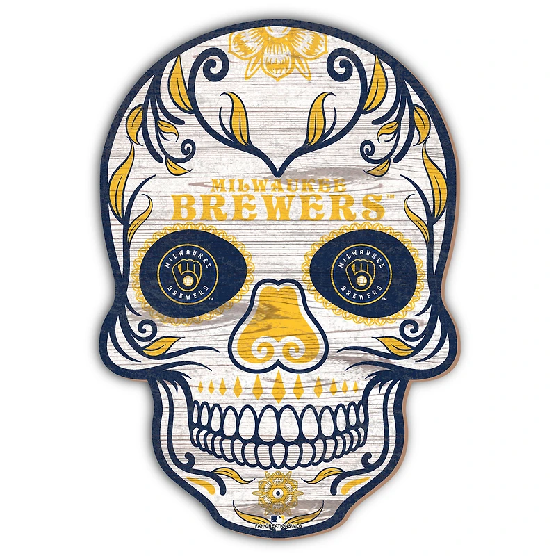 Milwaukee Brewers 12'' Sugar Skull Sign