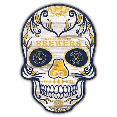 Milwaukee Brewers 12'' Sugar Skull Sign
