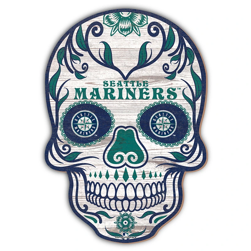 Seattle Mariners 12'' Sugar Skull Sign