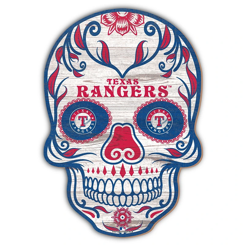 Texas Rangers 12'' Sugar Skull Sign