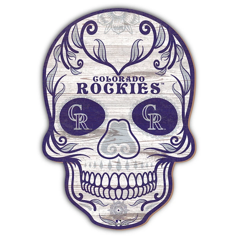Colorado Rockies 12'' Sugar Skull Sign
