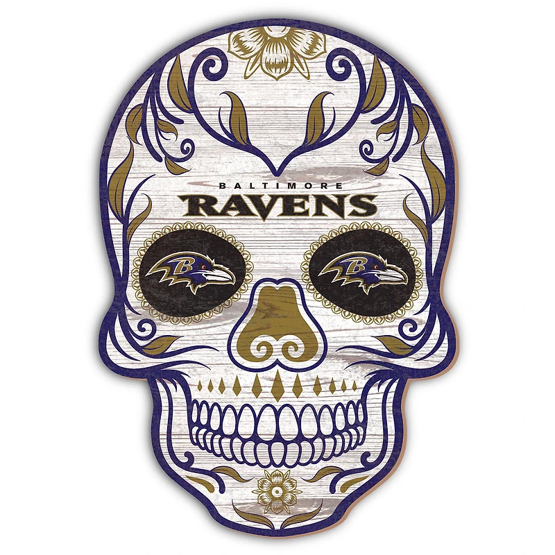 Baltimore Ravens 12'' Sugar Skull Sign