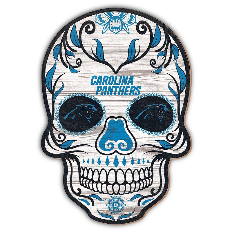 Carolina Panthers 12'' Sugar Skull Sign