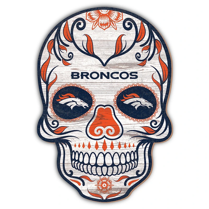 Denver Broncos 12'' Sugar Skull Sign