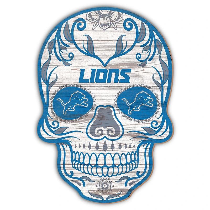 Detroit Lions 12'' Sugar Skull Sign