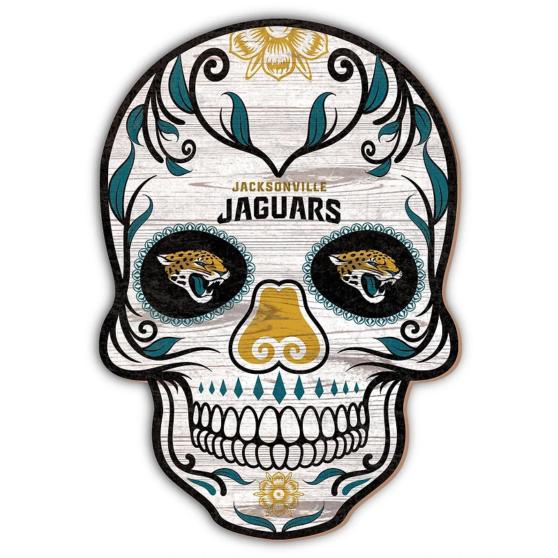 Jacksonville Jaguars 12'' Sugar Skull Sign