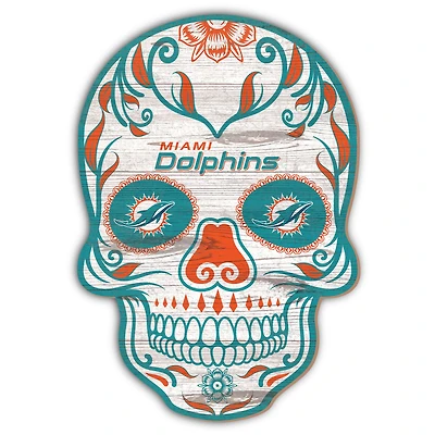 Miami Dolphins 12'' Sugar Skull Sign
