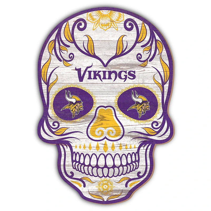 Minnesota Vikings 12'' Sugar Skull Sign