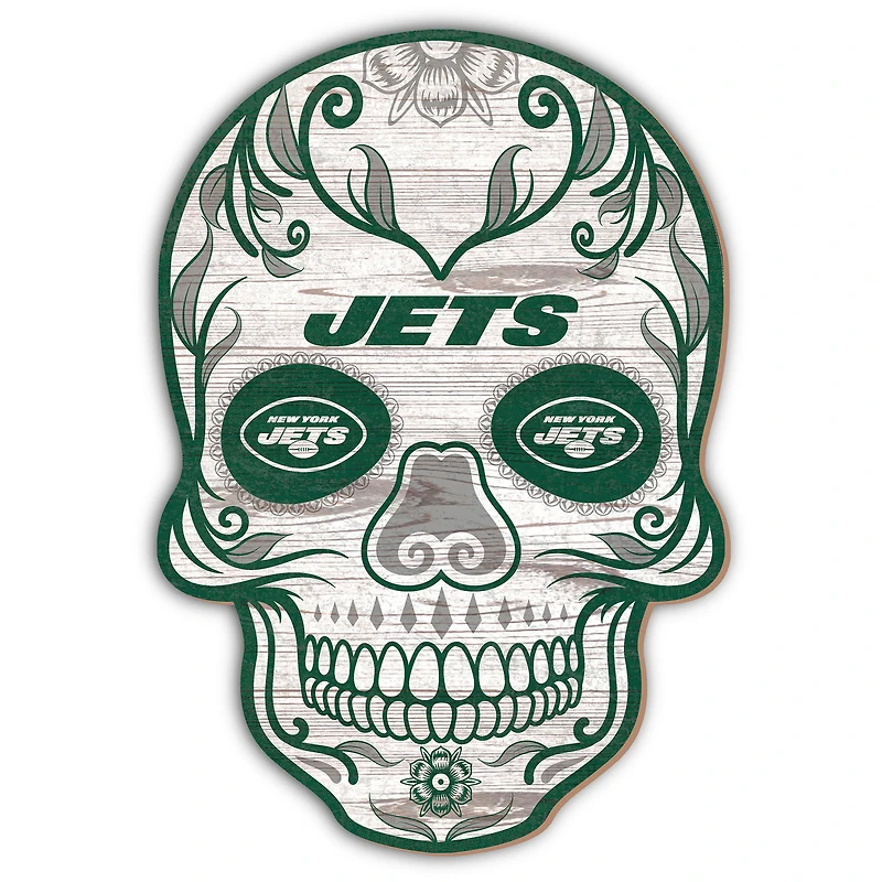 New York Jets 12'' Sugar Skull Sign