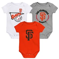 Infant Orange/White/Heather Gray San Francisco Giants Biggest Little Fan 3-Pack Bodysuit Set