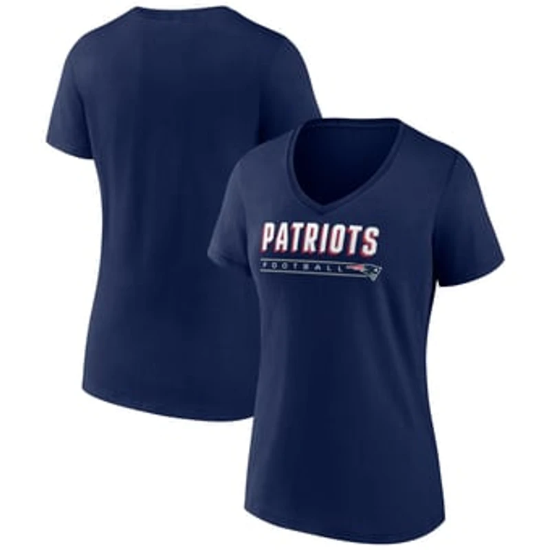 Women's Navy New England Patriots Primary Play V-Neck T-Shirt