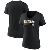 Women's Black Pittsburgh Steelers Primary Play V-Neck T-Shirt