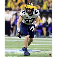 Aidan Hutchinson Michigan Wolverines Unsigned In Defensive Stance During 2021 Big Ten Football Championship Photograph