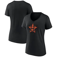 Women's Black Houston Astros Rough Diamond V-Neck T-Shirt