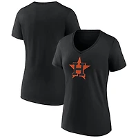 Women's Black Houston Astros Rough Diamond V-Neck T-Shirt