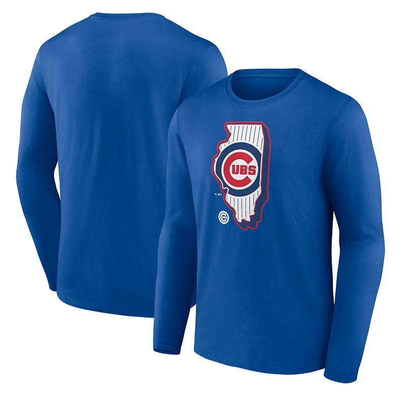 Men's Royal Chicago Cubs Paint the Black Long Sleeve T-Shirt