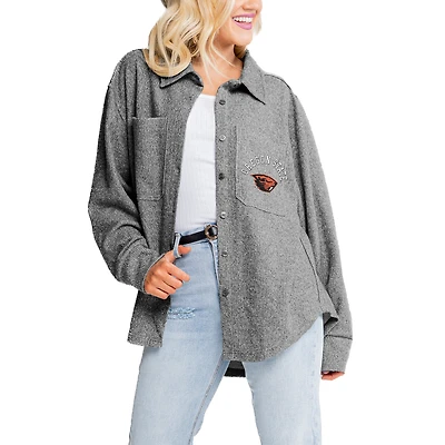Women's Gameday Couture Gray Oregon State Beavers Switch It Up Button-Up Shacket