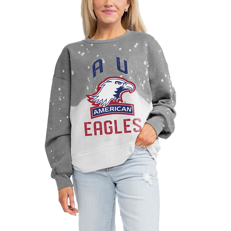 Women's Gameday Couture Gray American University Eagles Twice As Nice Faded Crewneck Sweatshirt