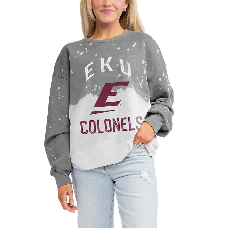 Women's Gameday Couture Gray Eastern Kentucky Colonels Twice As Nice Faded Crewneck Sweatshirt