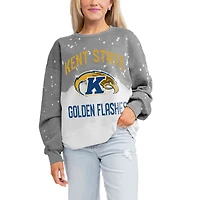 Women's Gameday Couture Gray Kent State Golden Flashes Twice As Nice Faded Crewneck Sweatshirt