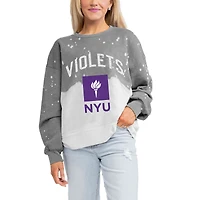 Women's Gameday Couture Gray NYU Violets Twice As Nice Faded Crewneck Sweatshirt
