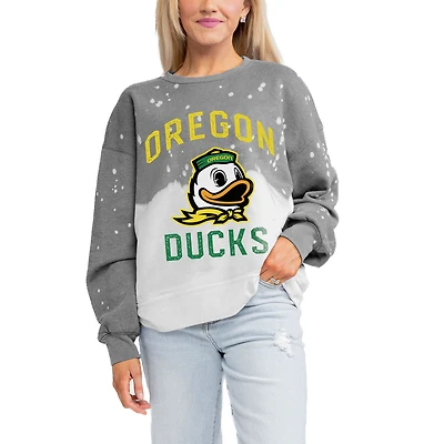 Women's Gameday Couture Gray Oregon Ducks Twice As Nice Faded Crewneck Sweatshirt