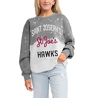 Women's Gameday Couture Gray Saint Joseph's Hawks Twice As Nice Faded Crewneck Sweatshirt