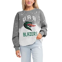 Women's Gameday Couture Gray UAB Blazers Twice As Nice Faded Crewneck Sweatshirt